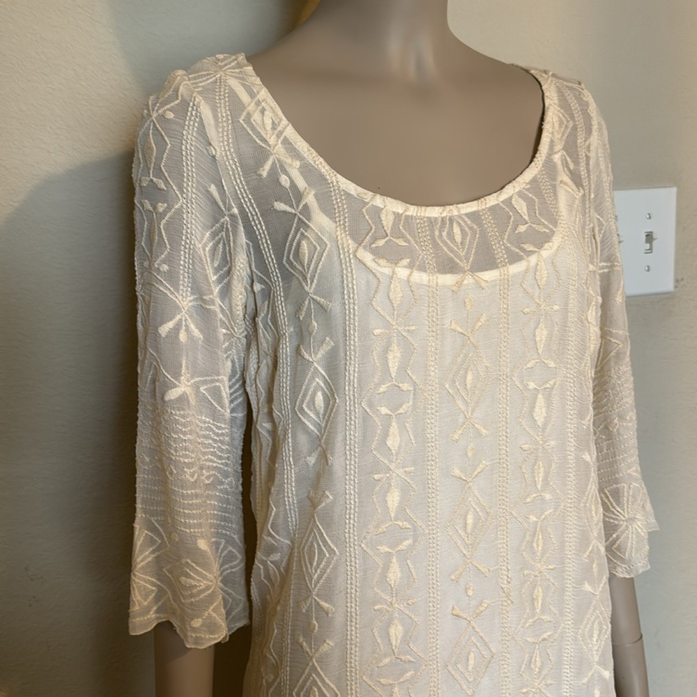 Lucky Brand boho cream embroidered lace slip dress, size XS - Picture 2 of 8
